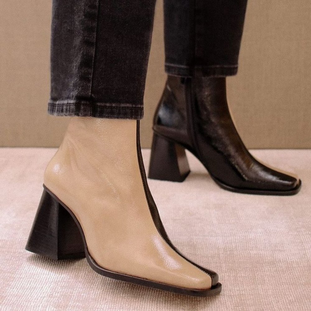 ALOHAS Patent Leather Bicolor Boots - sold out online